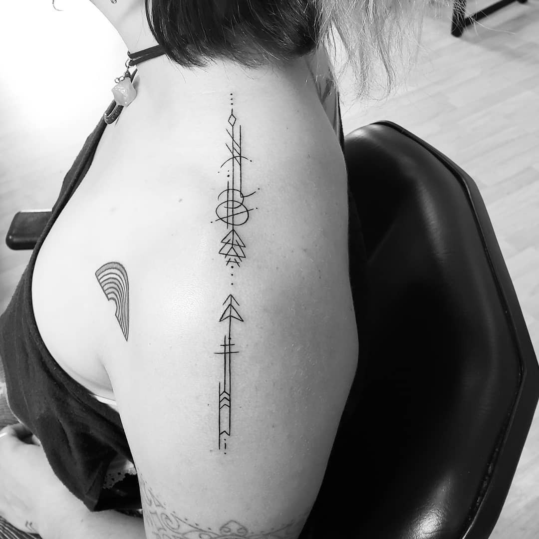 Geometric Broken Arrow Tattoo