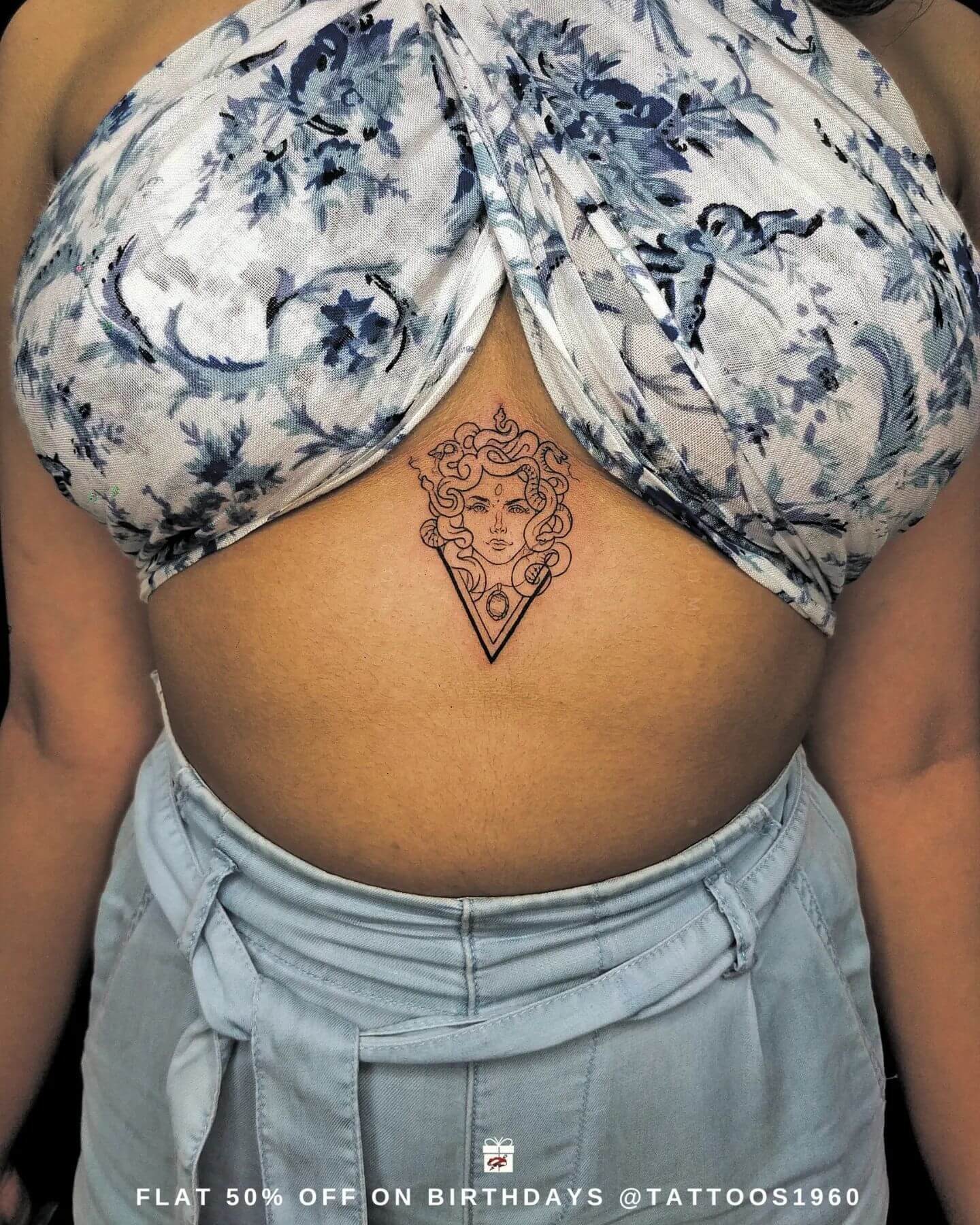 Medusa Sternum Tattoo