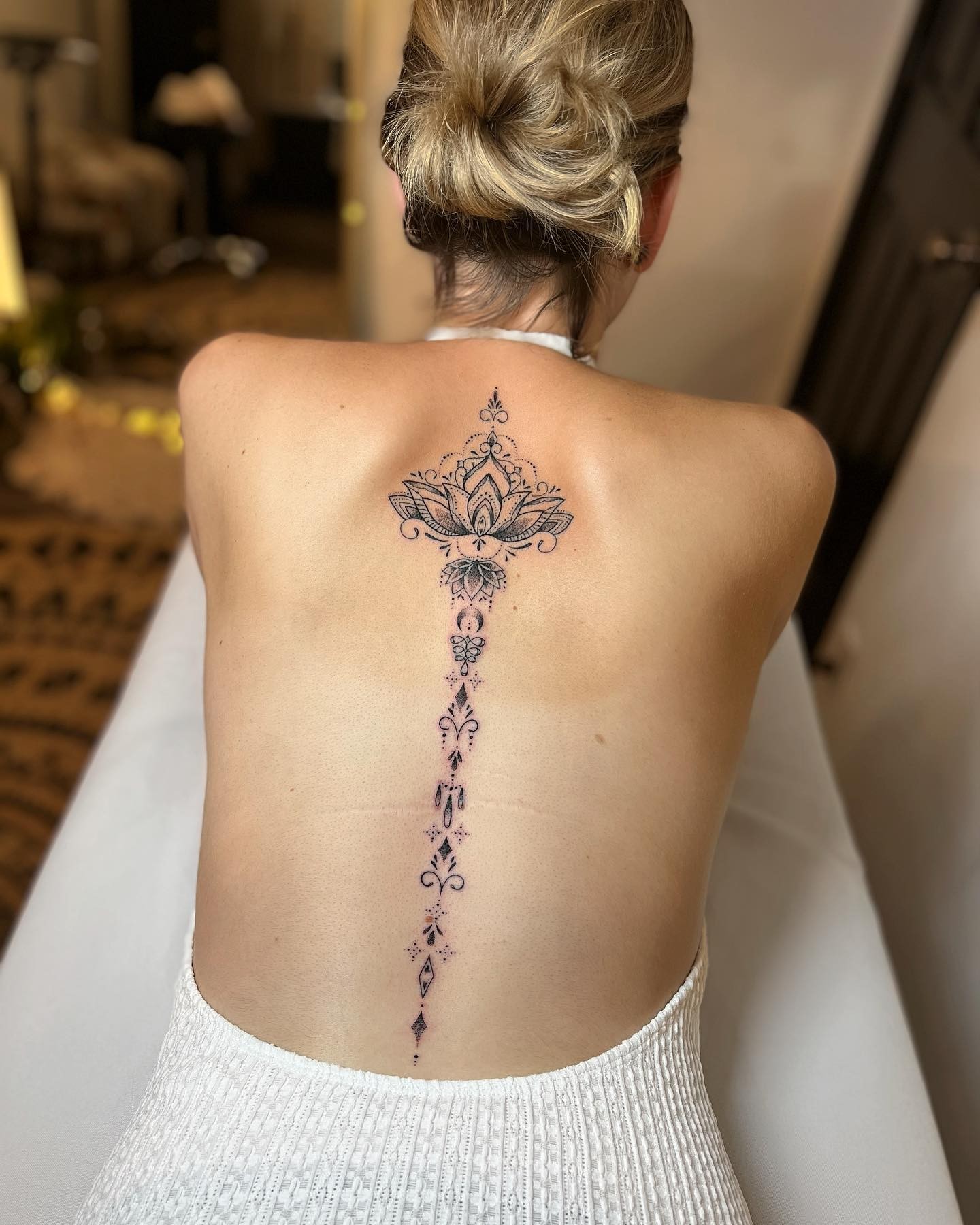 Line Art Spinal Cord Tattoo