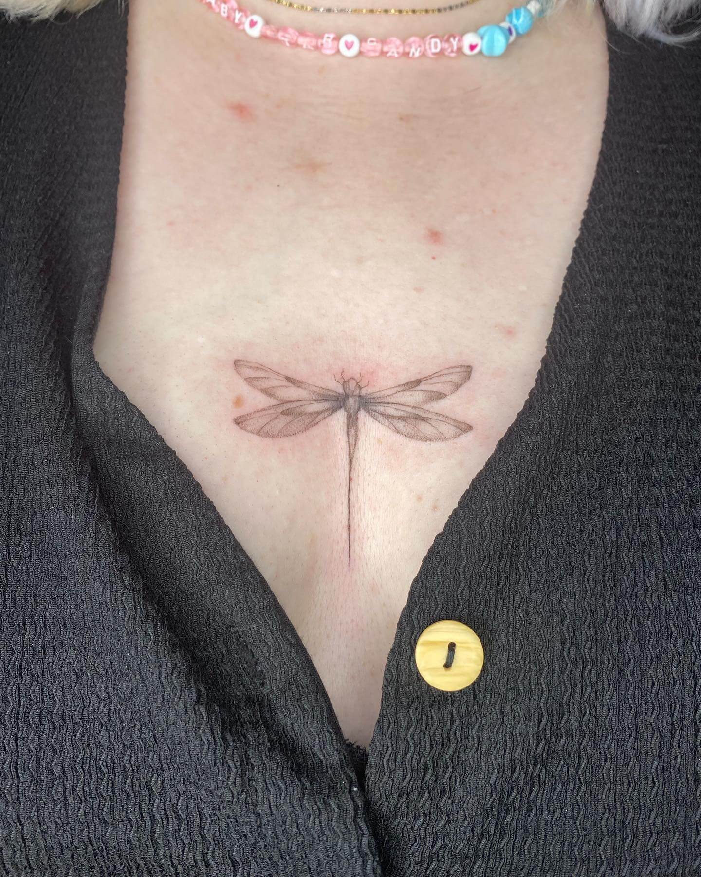 Dragonfly Sternum Tattoo