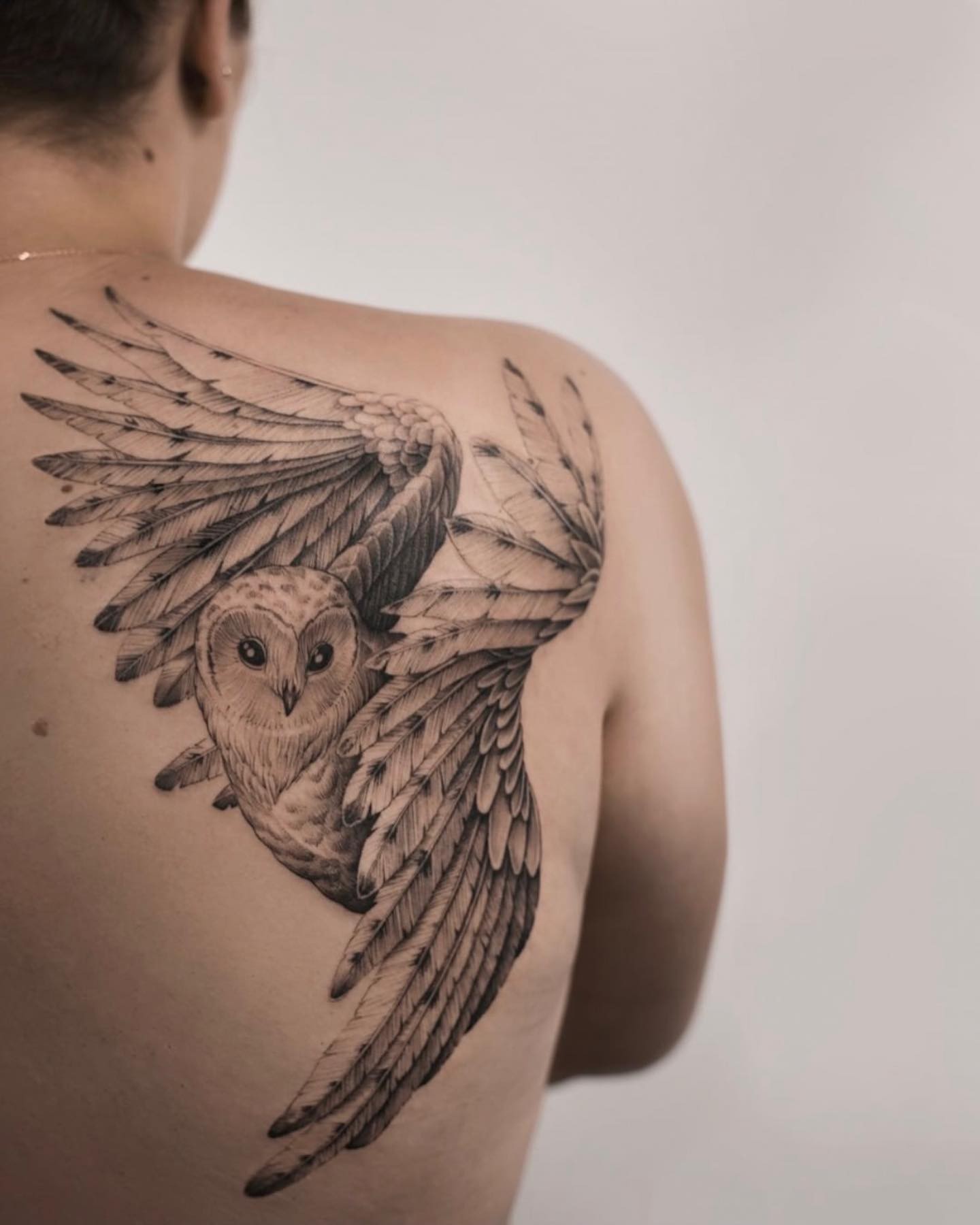 Abstract Owl Tattoo On Shoulder