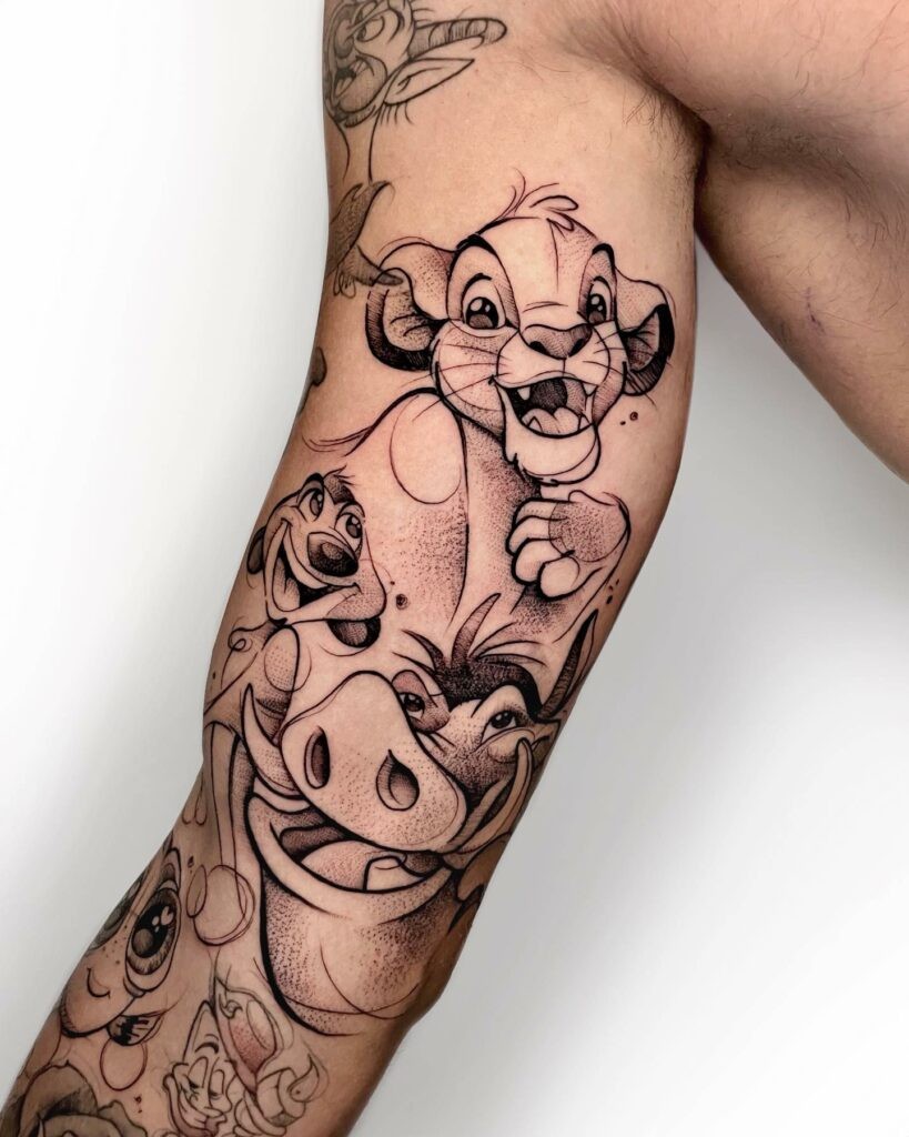 The Lion King tattoo: The “Hakuna Matata” phrase or the Simba and Mufasa characters