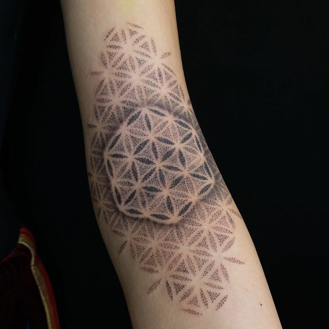 Dotwork Inner Elbow Tattoo