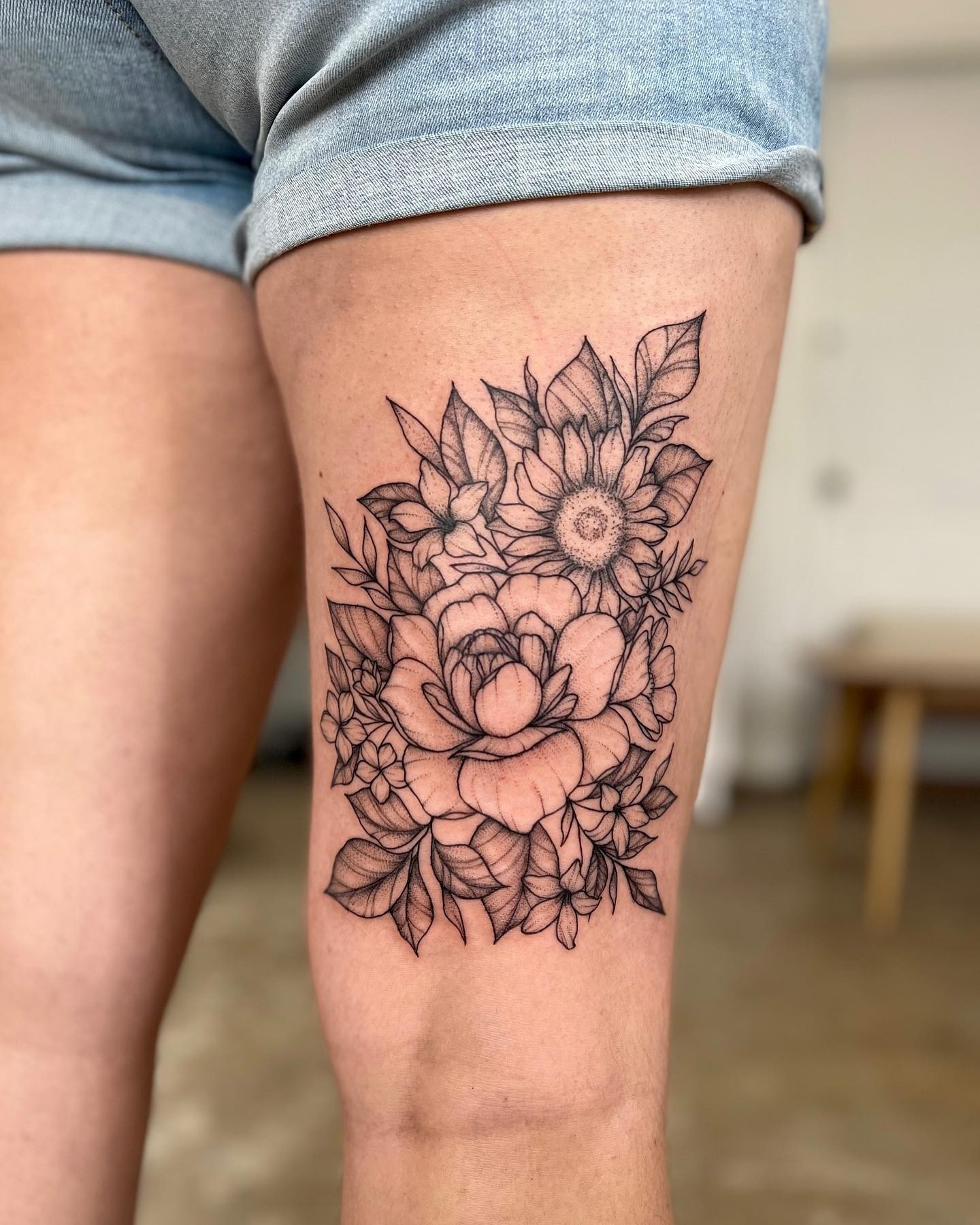 Rose Thigh Tattoo