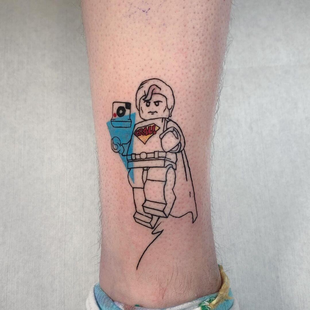 Cool Single Needle Superman Tattoo Designs