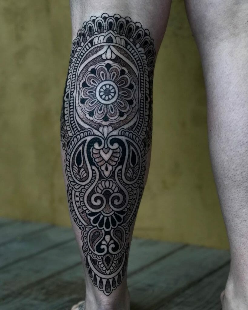 Shin Tattoos With Mandala