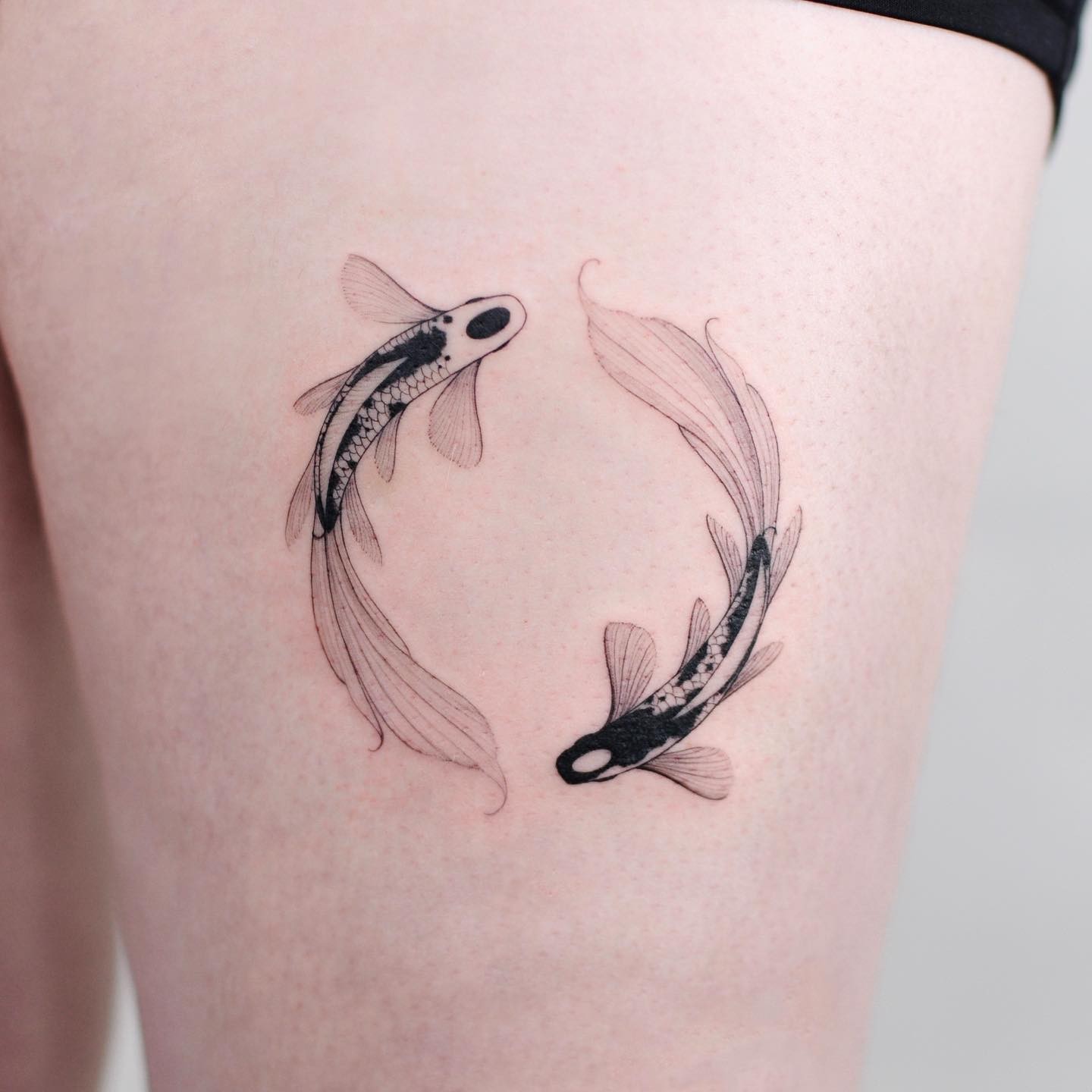 Monochromatic Pisces Tattoo