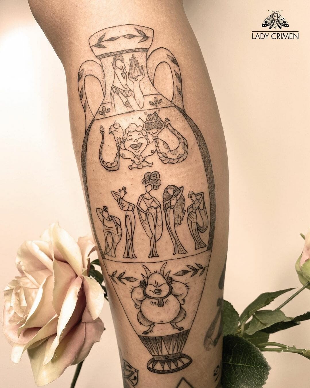 Fine Line Vase Hercules Tattoo