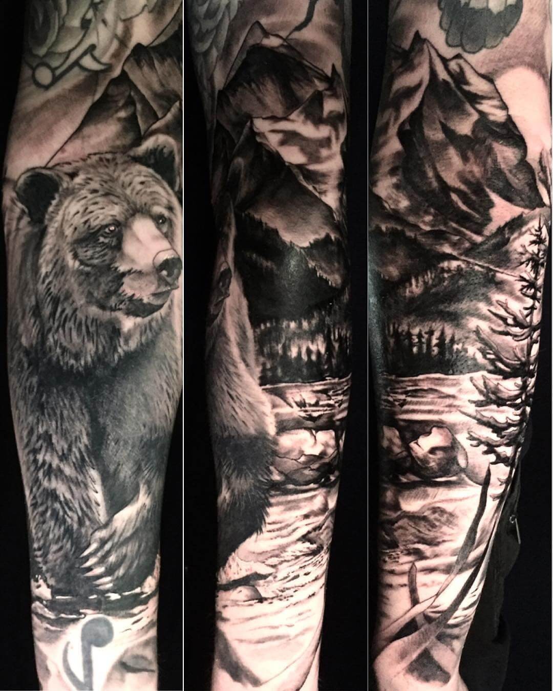 Wildlife Scene Sleeve Tattoo