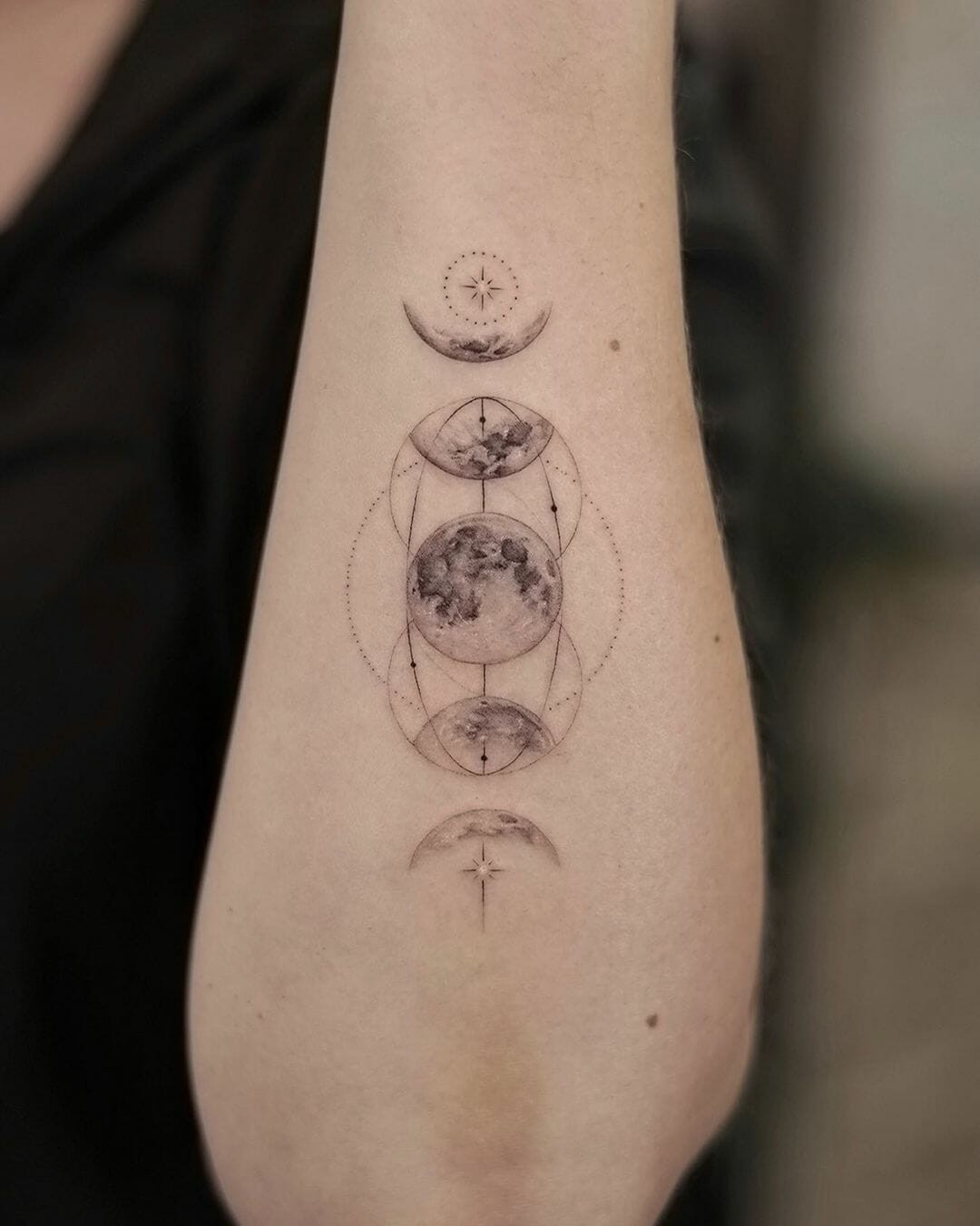 Five Moon Phase Tattoo Design