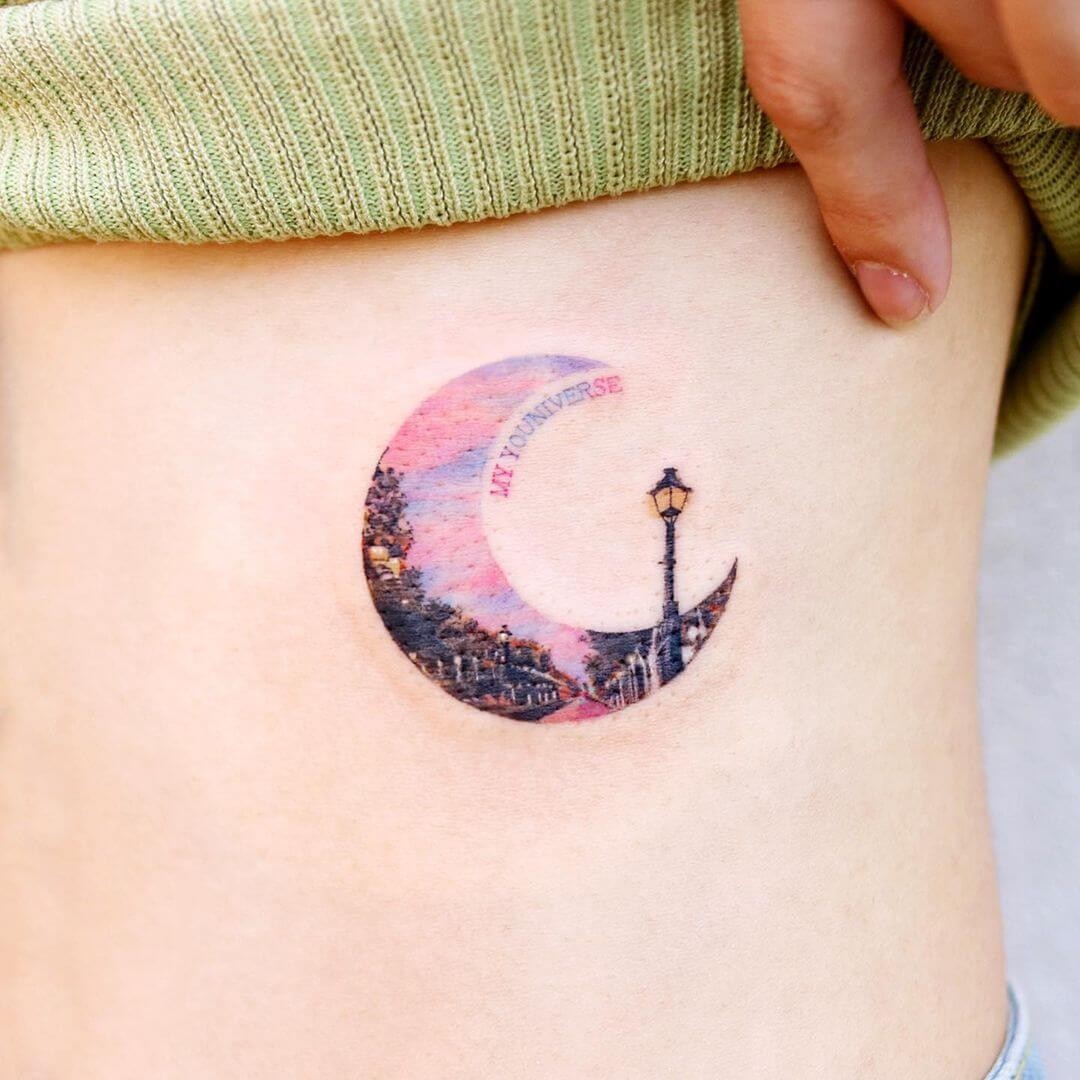 The Colourful Crescent Tattoo