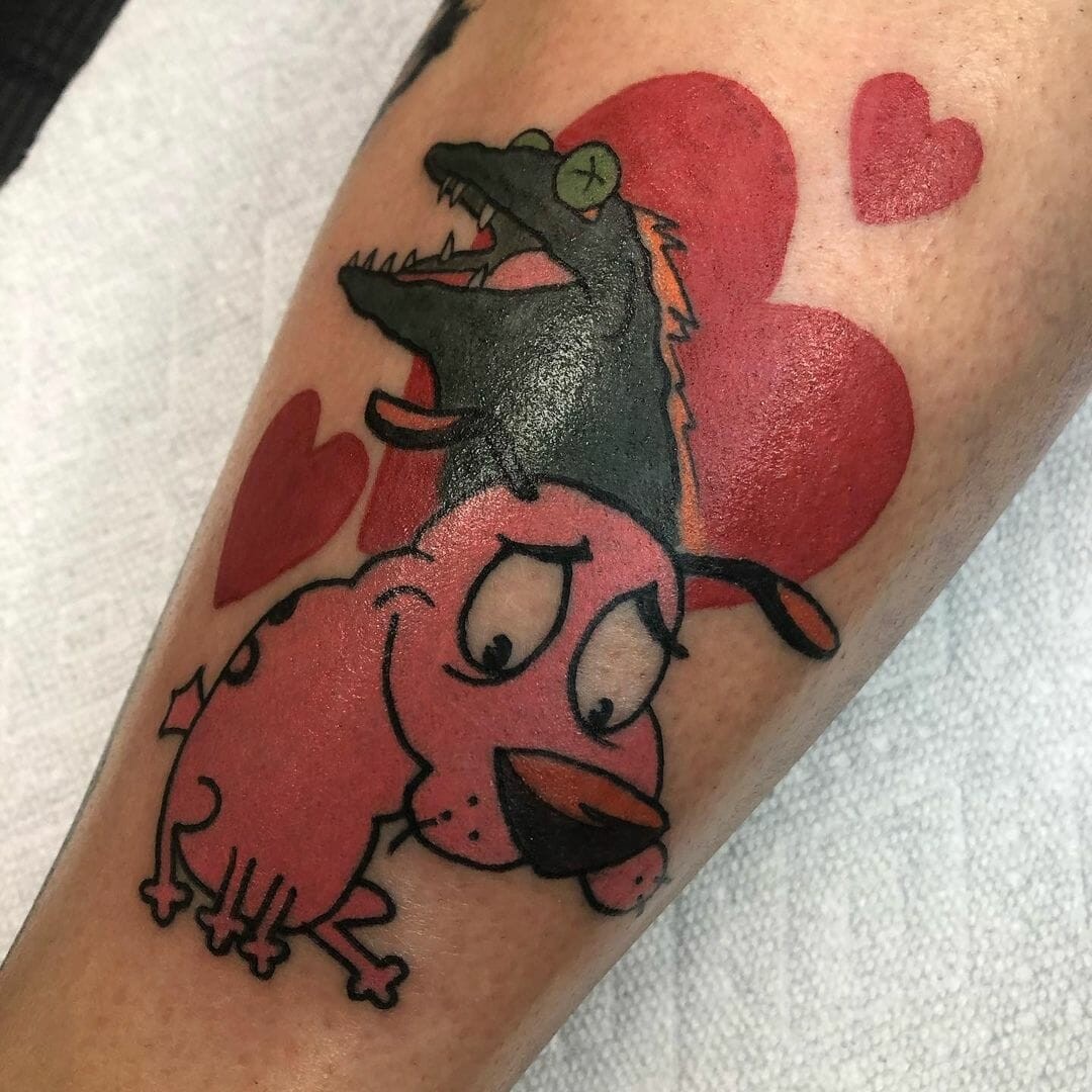 Courage The Cowardly Dog Love Heart Tattoo