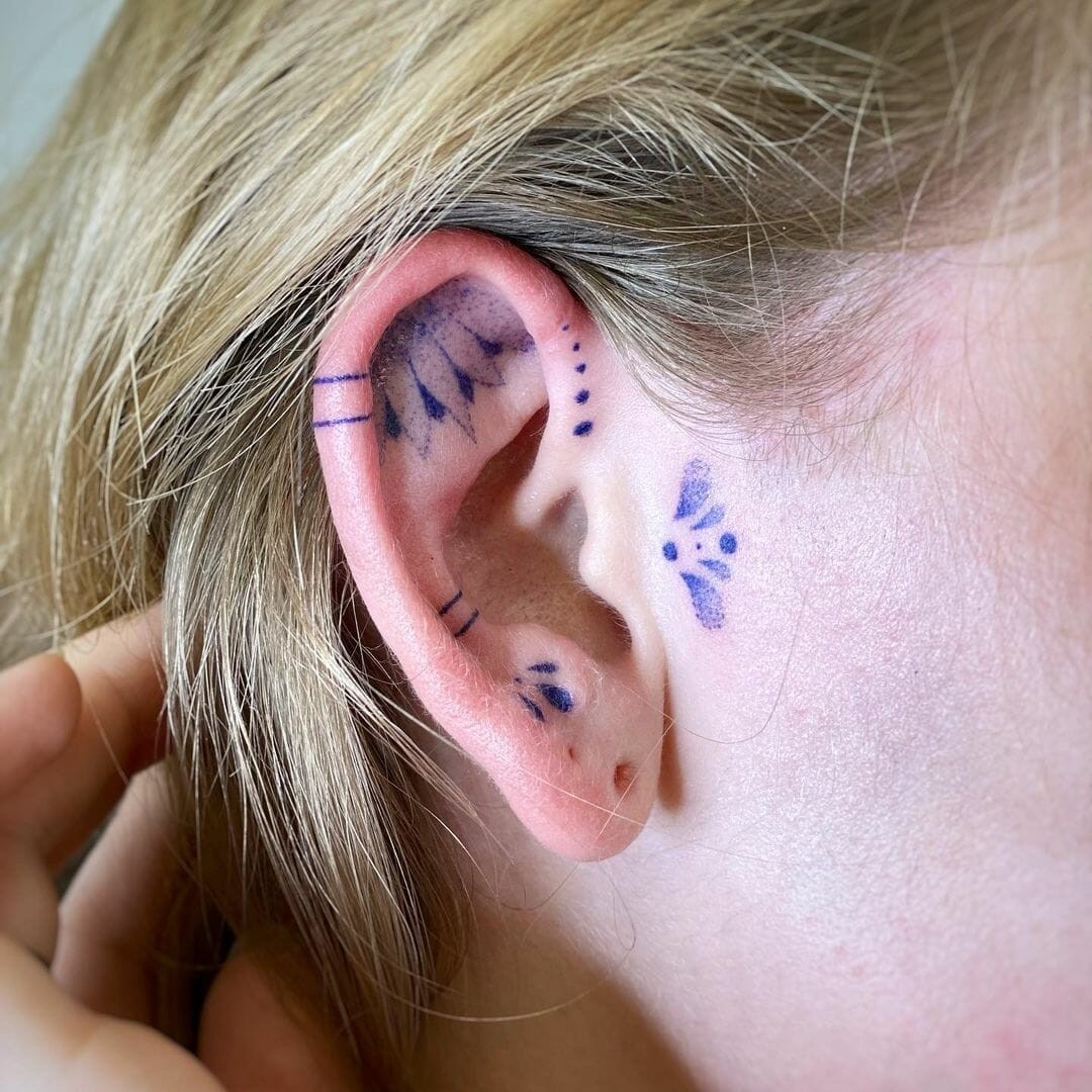 Hand Poked Ear Helix Tattoo