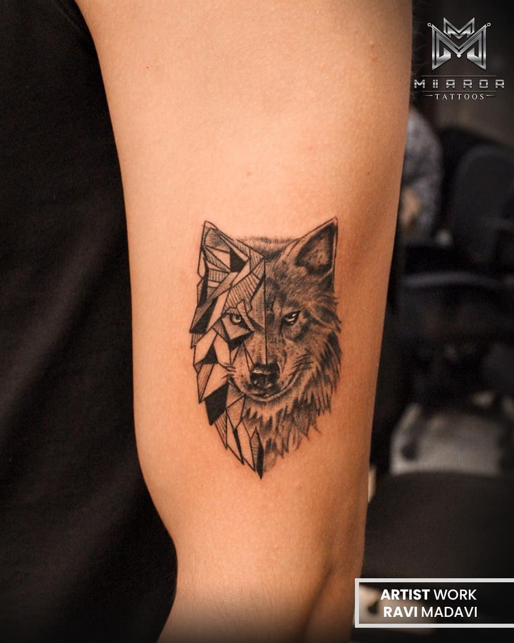 Geometric Wolf 2-3 Inch Tattoo