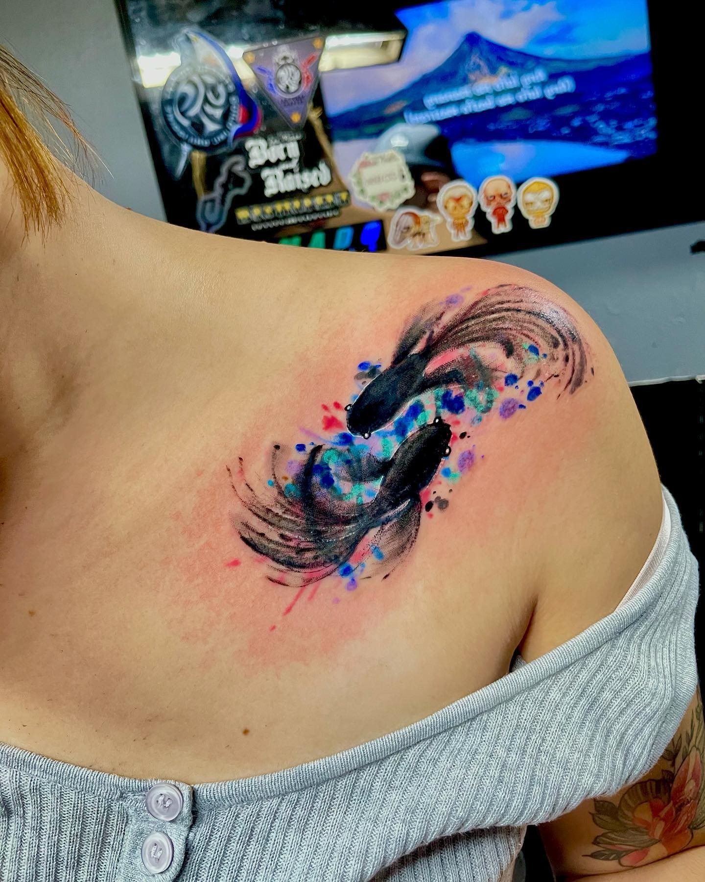 Vibrant Pisces Tattoo