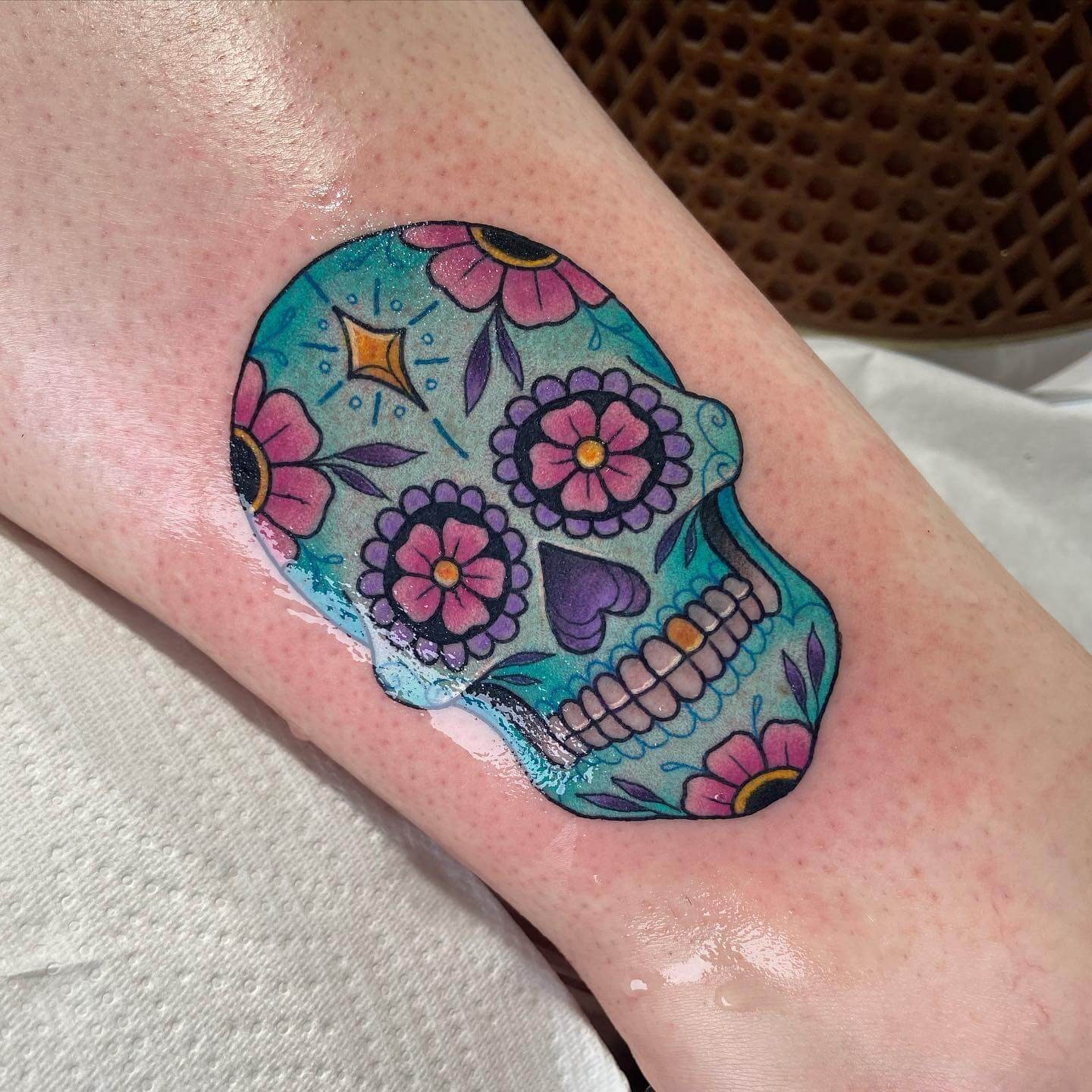 Feminine Realistic Sugar Skull Tattoo