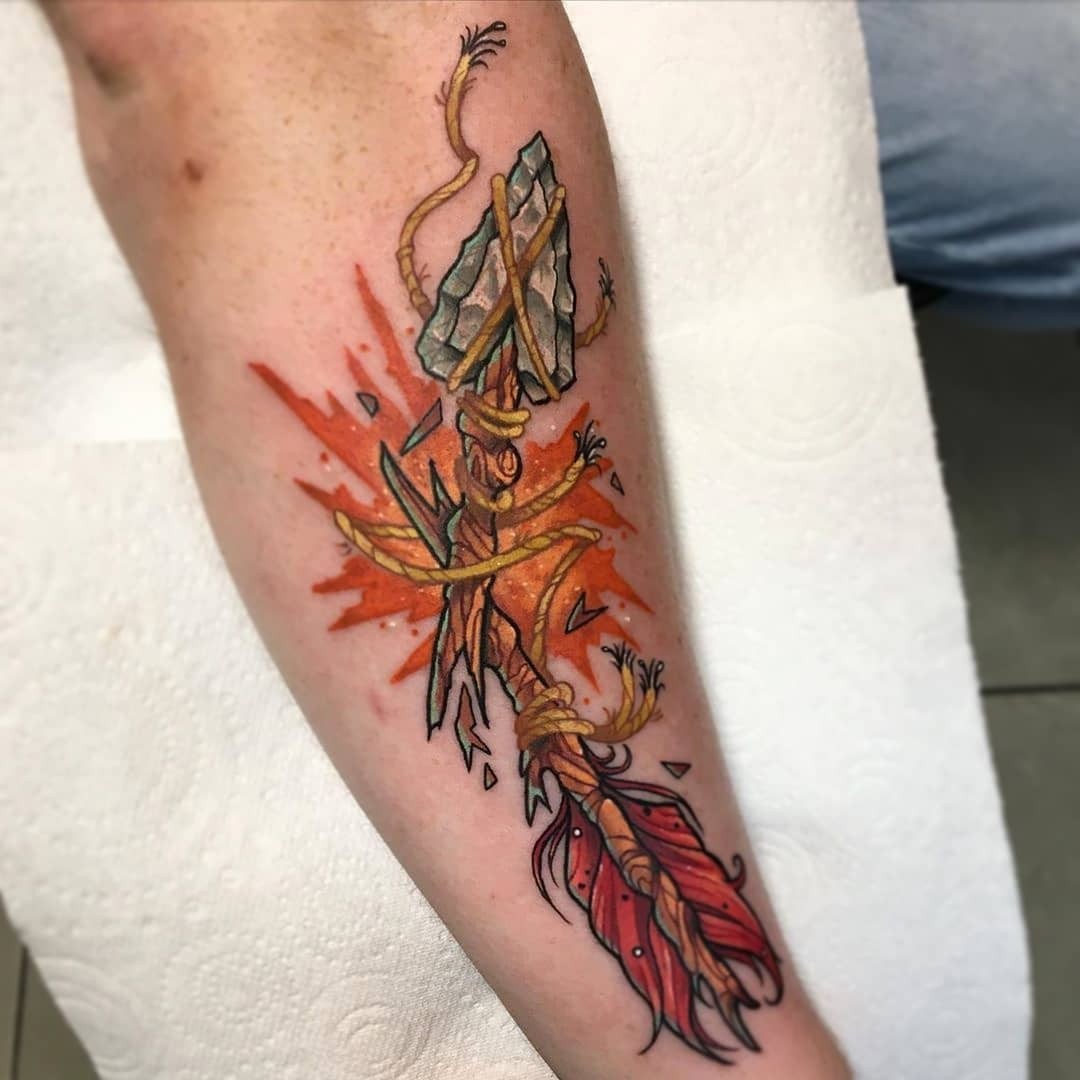 Neotraditional Broken Arrow Tattoo