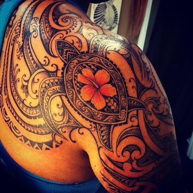 Samoan Shoulder Honu Sea Turtle Tattoo Design