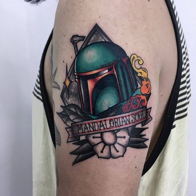 Giant Shoulder Boba Fett Tattoo For Men