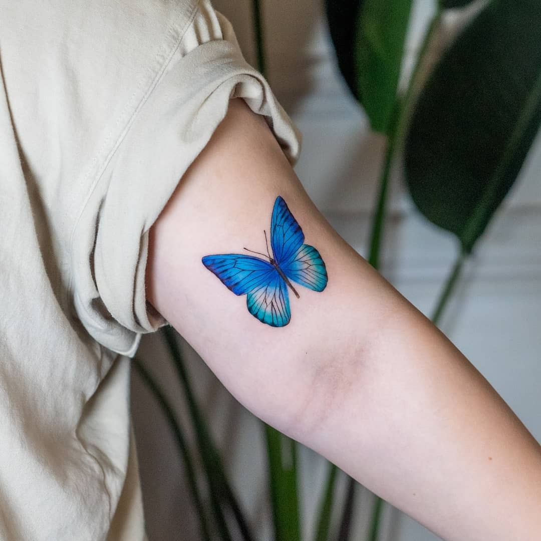 Butterfly Tattoo On Elbow