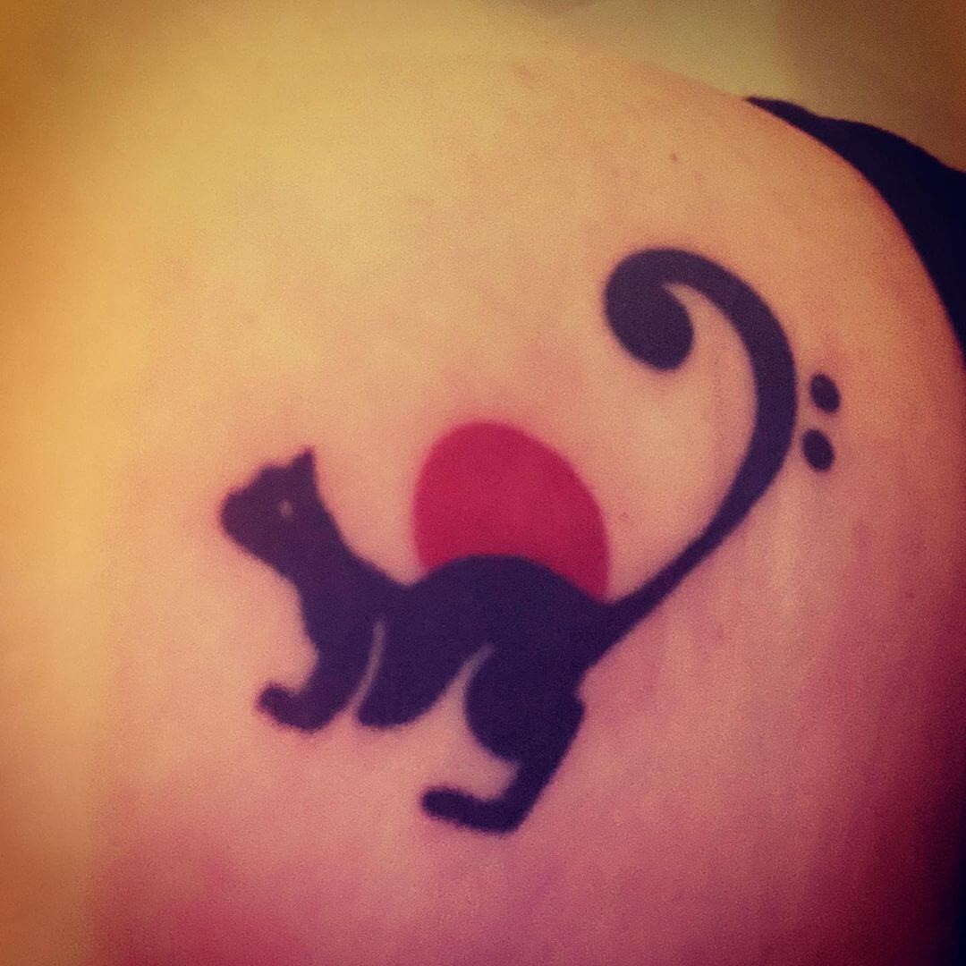 Cat Bass Clef Tattoo