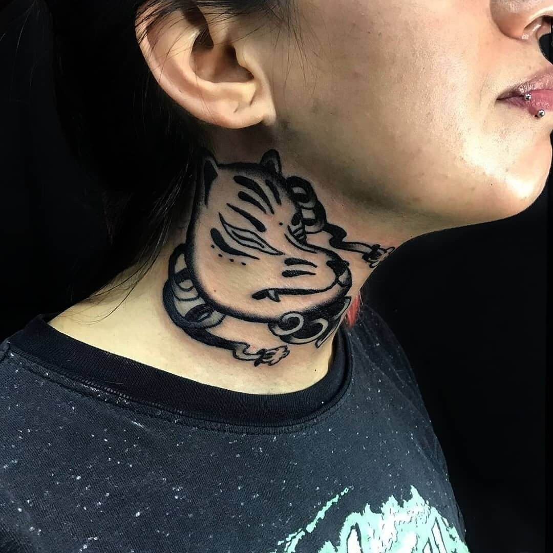 Traditional Black Neck Tattoo