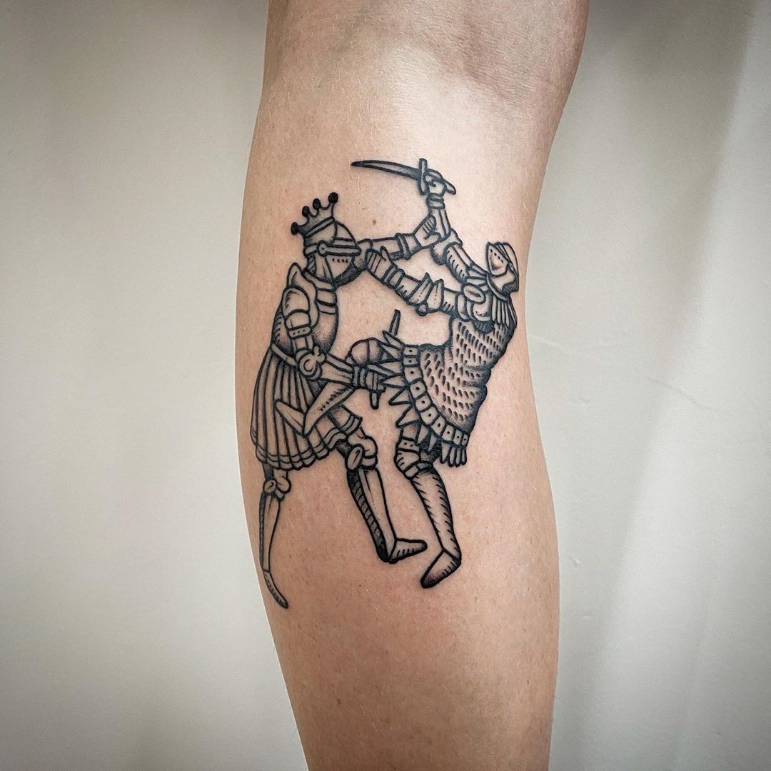 Simple Yet Funny Black Ink Knight Tattoos Tiny Medieval Tattoo Design Idea