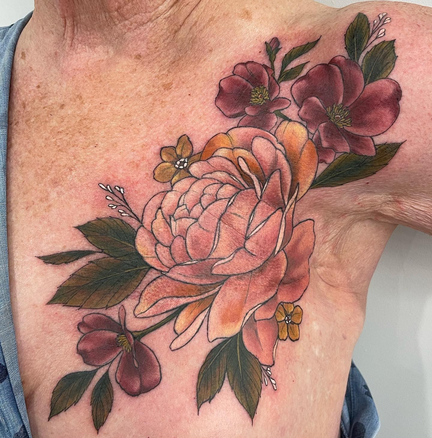 Peony Mastectomy Tattoo