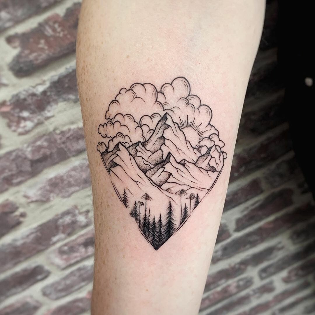 Mountain And Black Cloud Tattoo