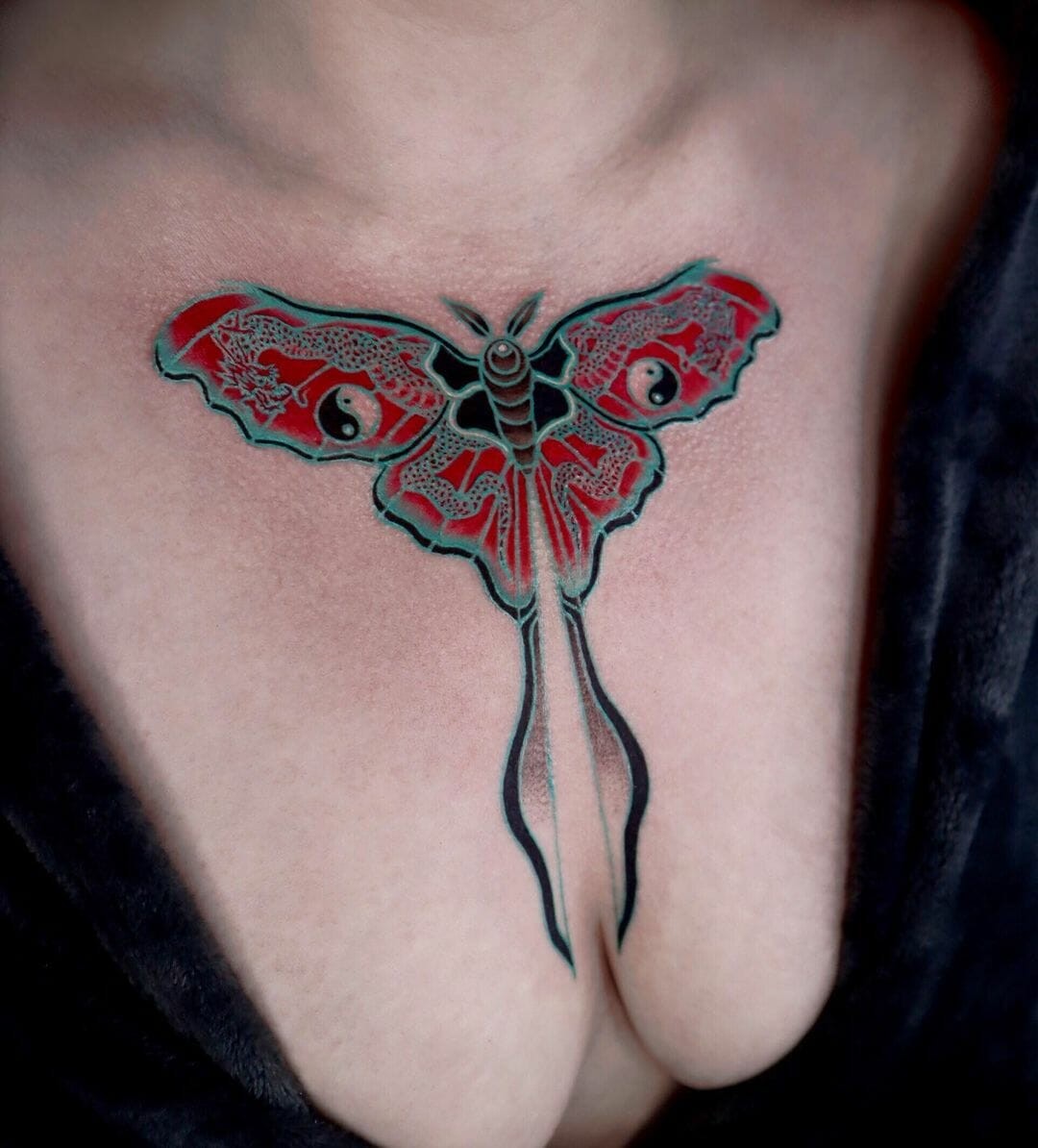 Red And Black Butterfly Tattoo