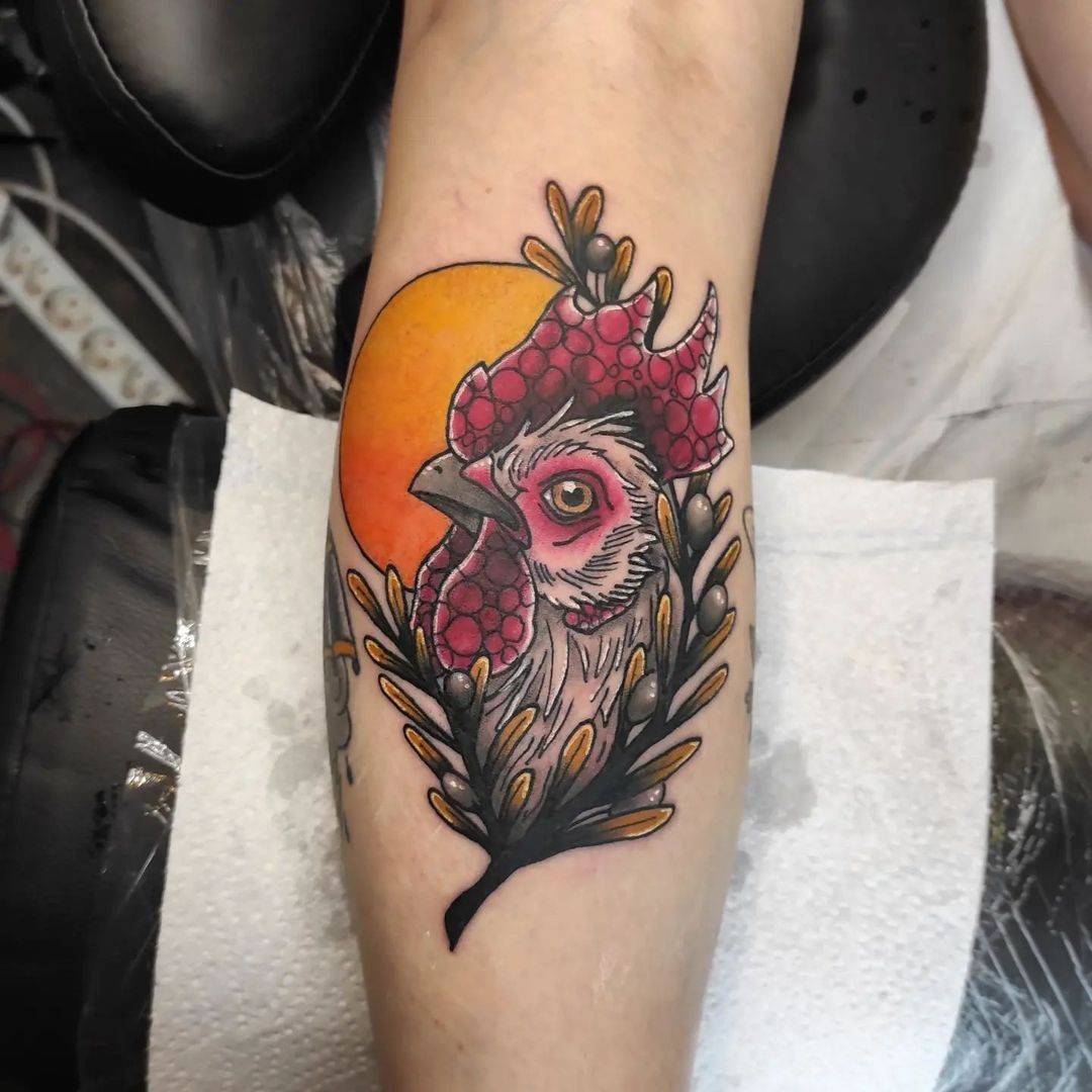 Artistic Rooster Tattoo