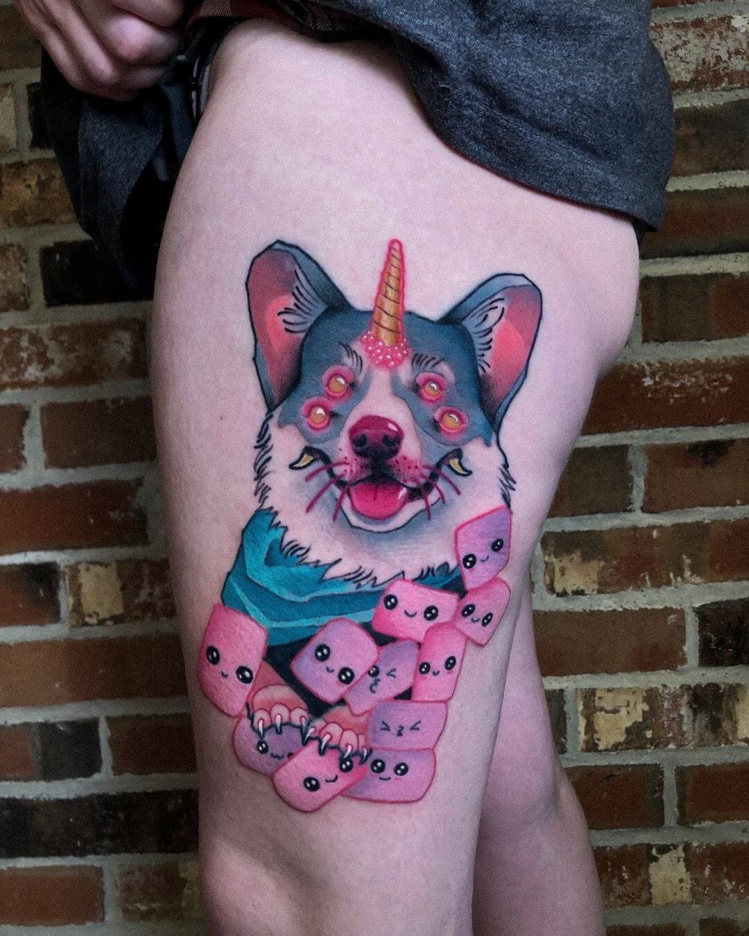 Unicorn Corgi tattoo