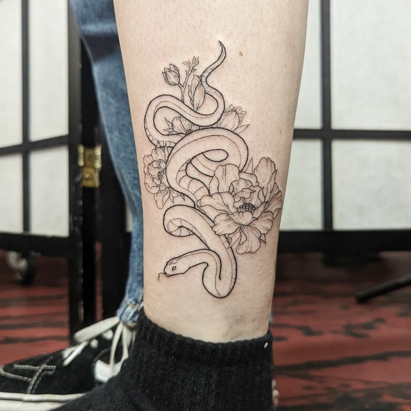 Snake X Rose Ultimate Snake Tattoo On Leg