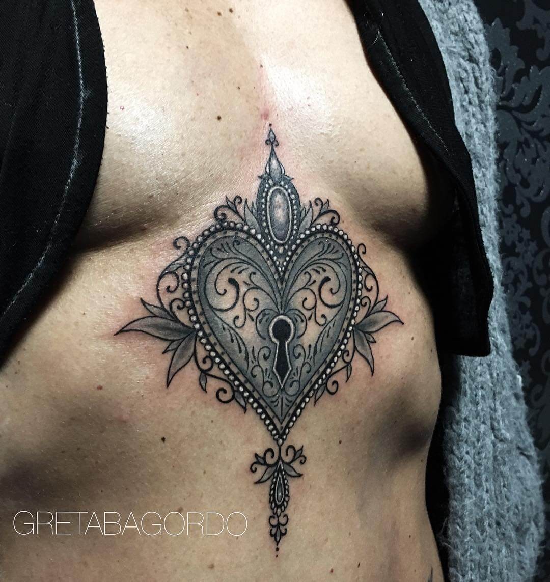 Mandala Heart Chest Tattoo Design