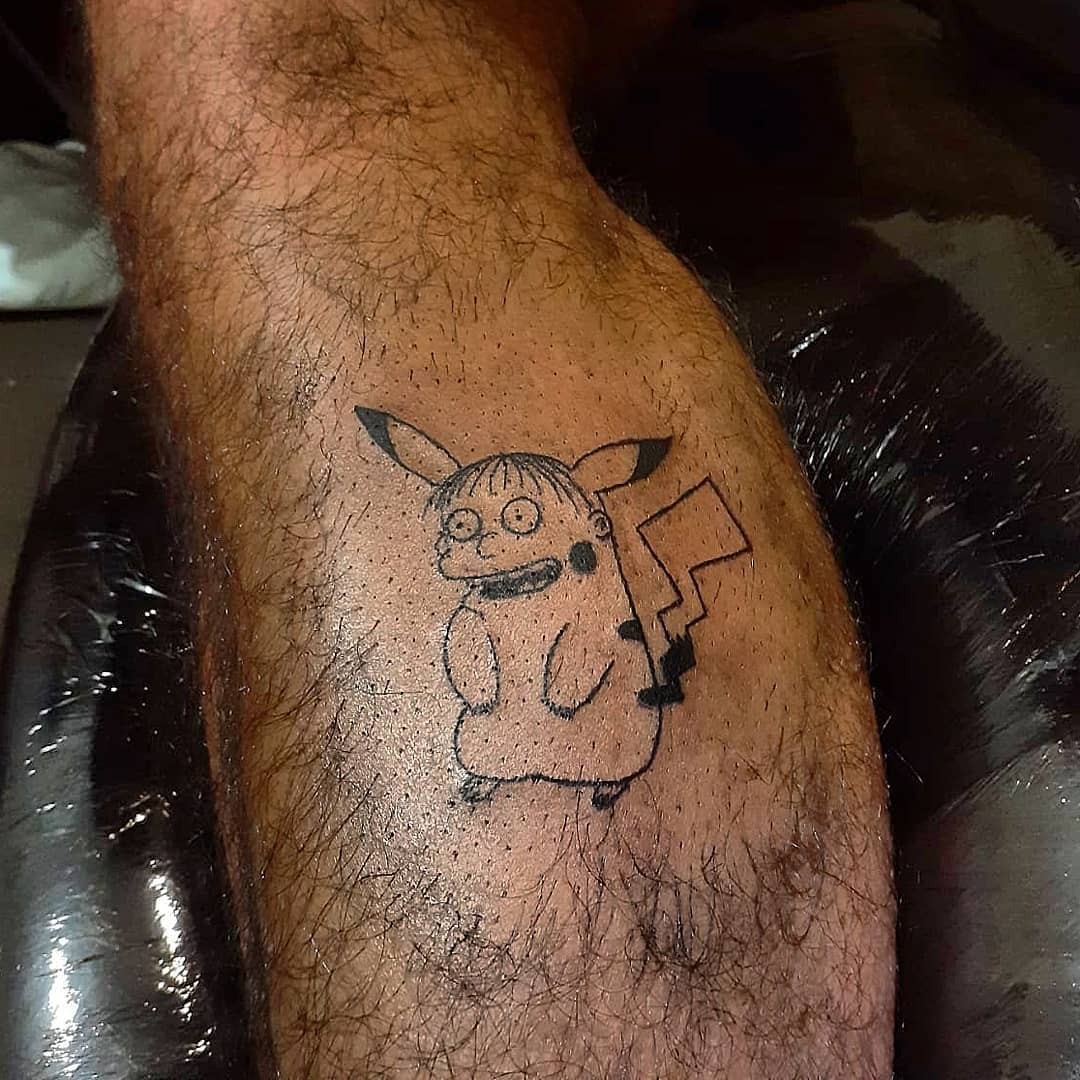 Simpsons Style Pokemon Tattoos Awesome Pikachu Done In Black Ink