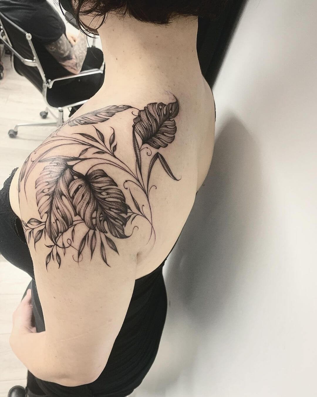 Shaded Monstera Tattoo