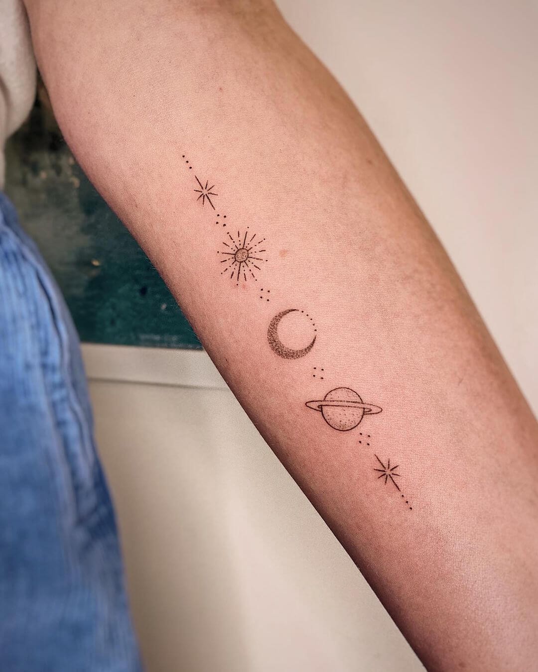 The Mini Universe Hand Poked Tattoo