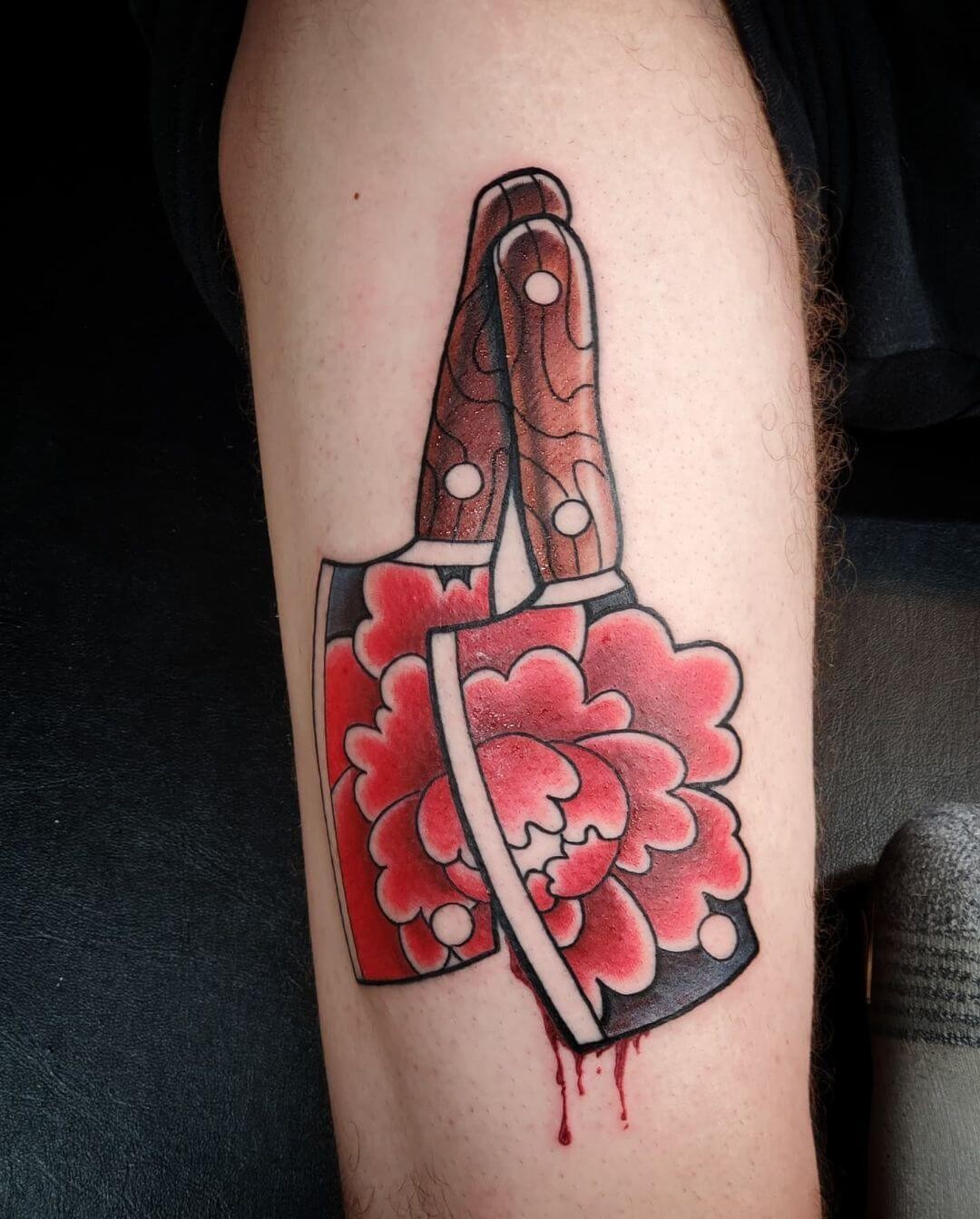 Flower Butcher Knife Tattoos