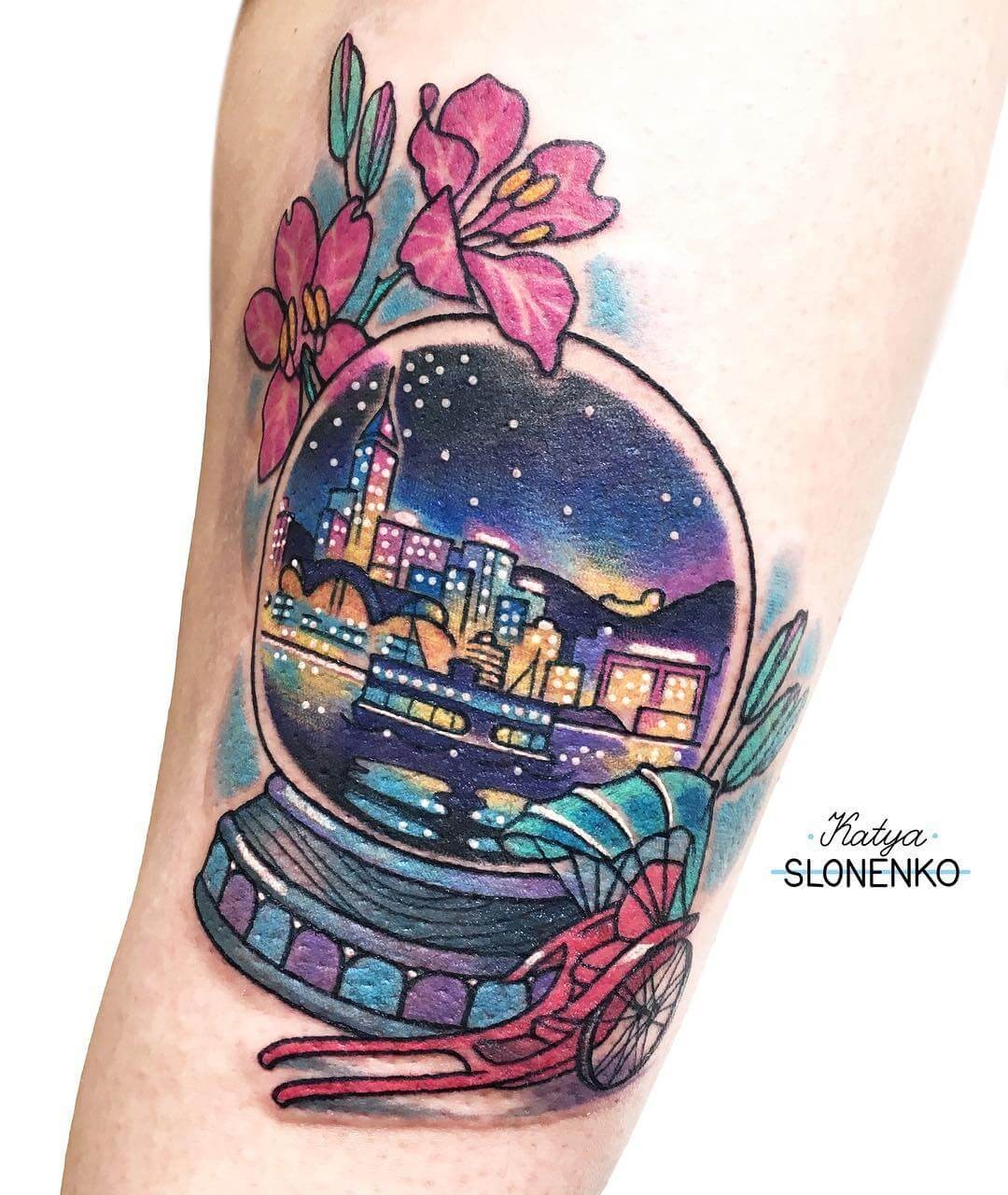 The Snowglobe Skyline Tattoo