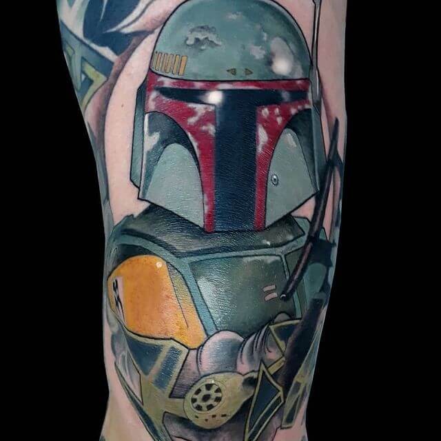 Shoulder Green Piece Boba Fett Tattoo