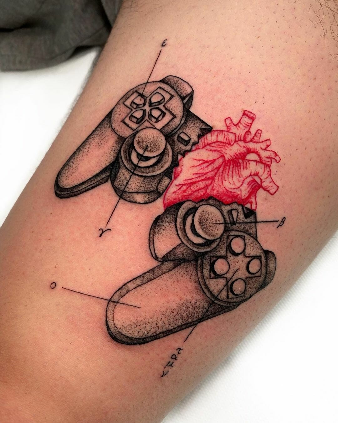 Playstation Controller Tattoo With A Heart