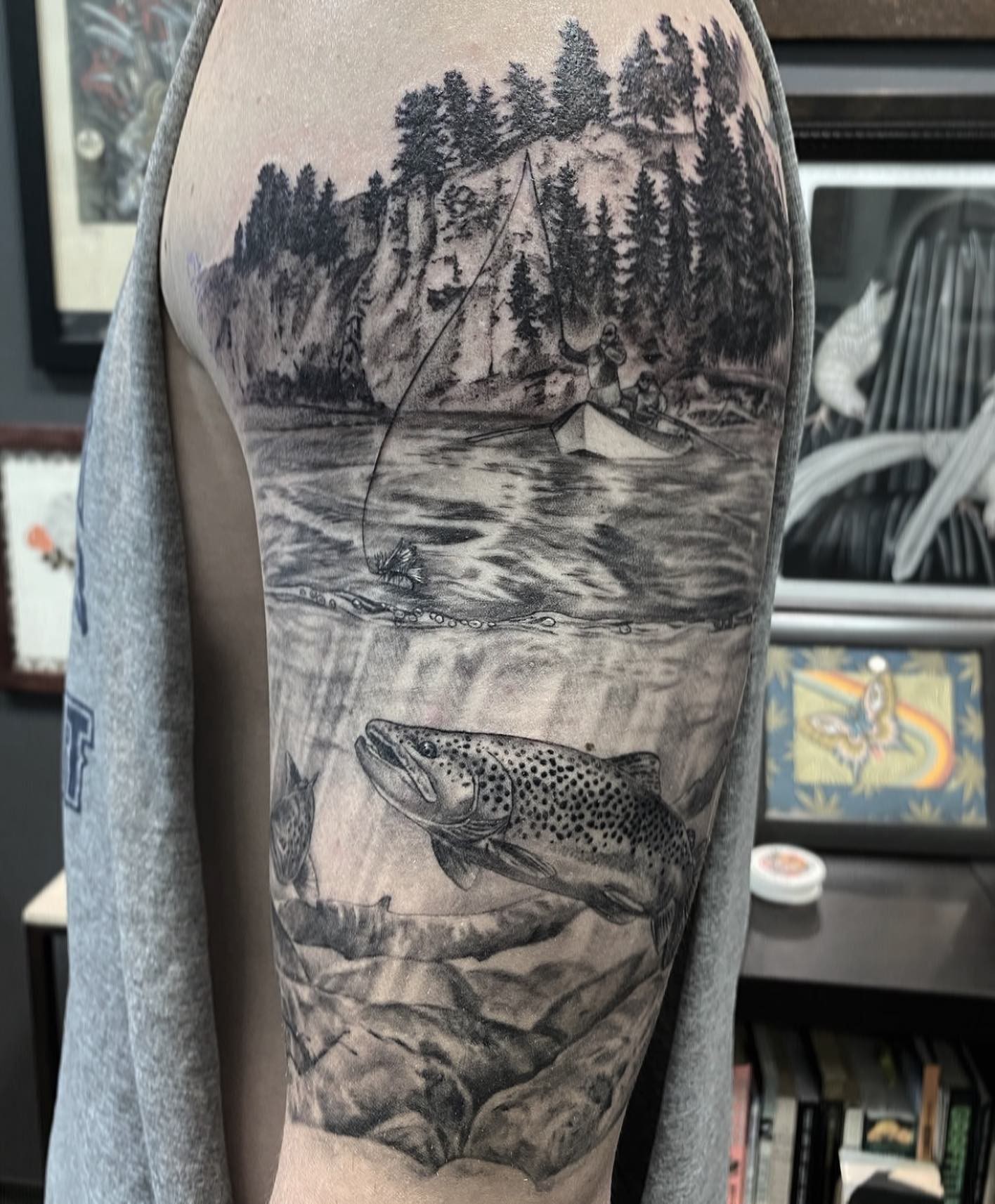 Countryside Fishing Tattoo