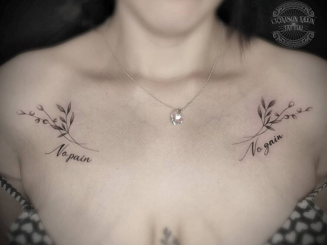 No Pain No Gain Chest Tattoo