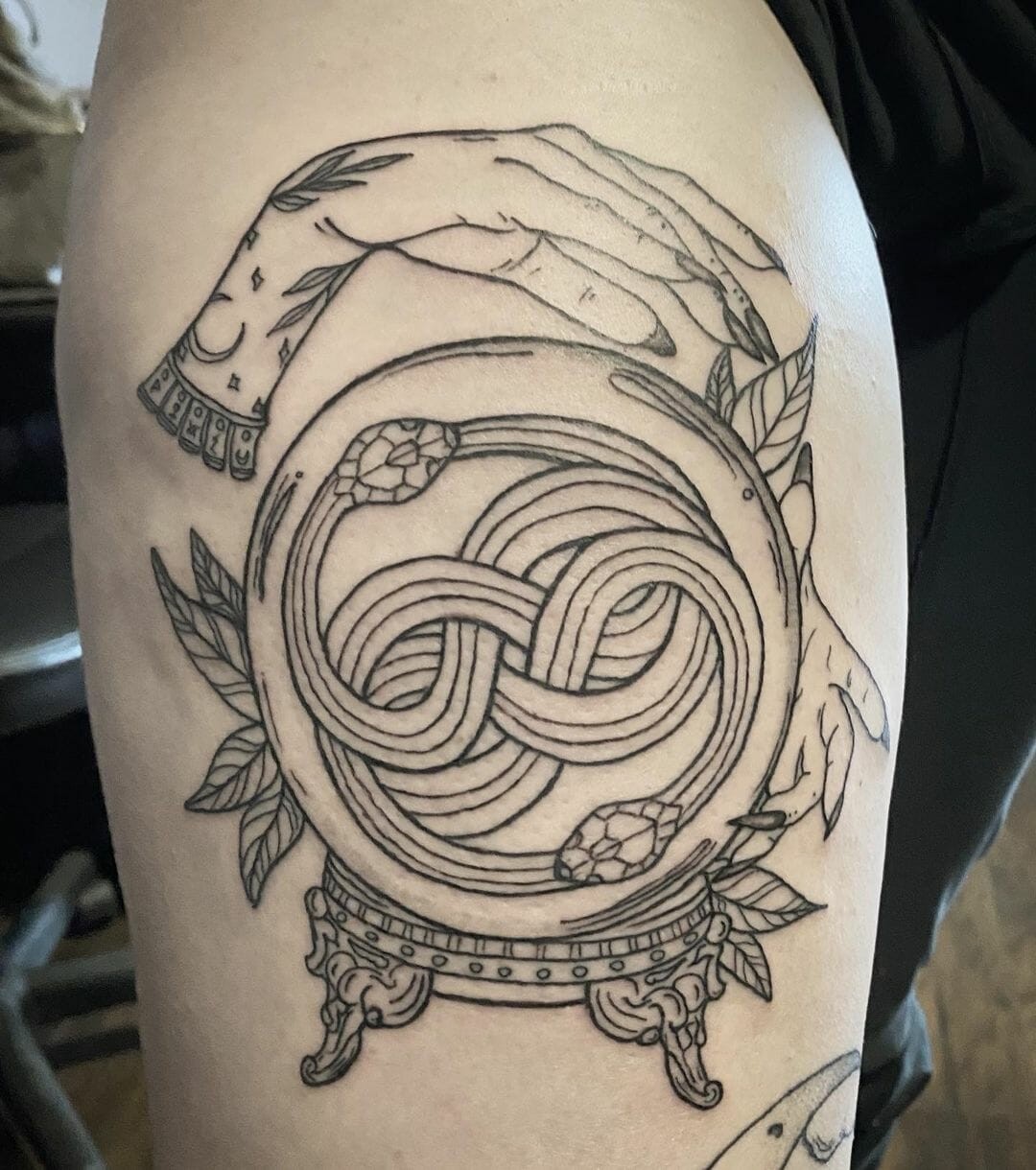 Blackwork Crystal Ball Tattoo