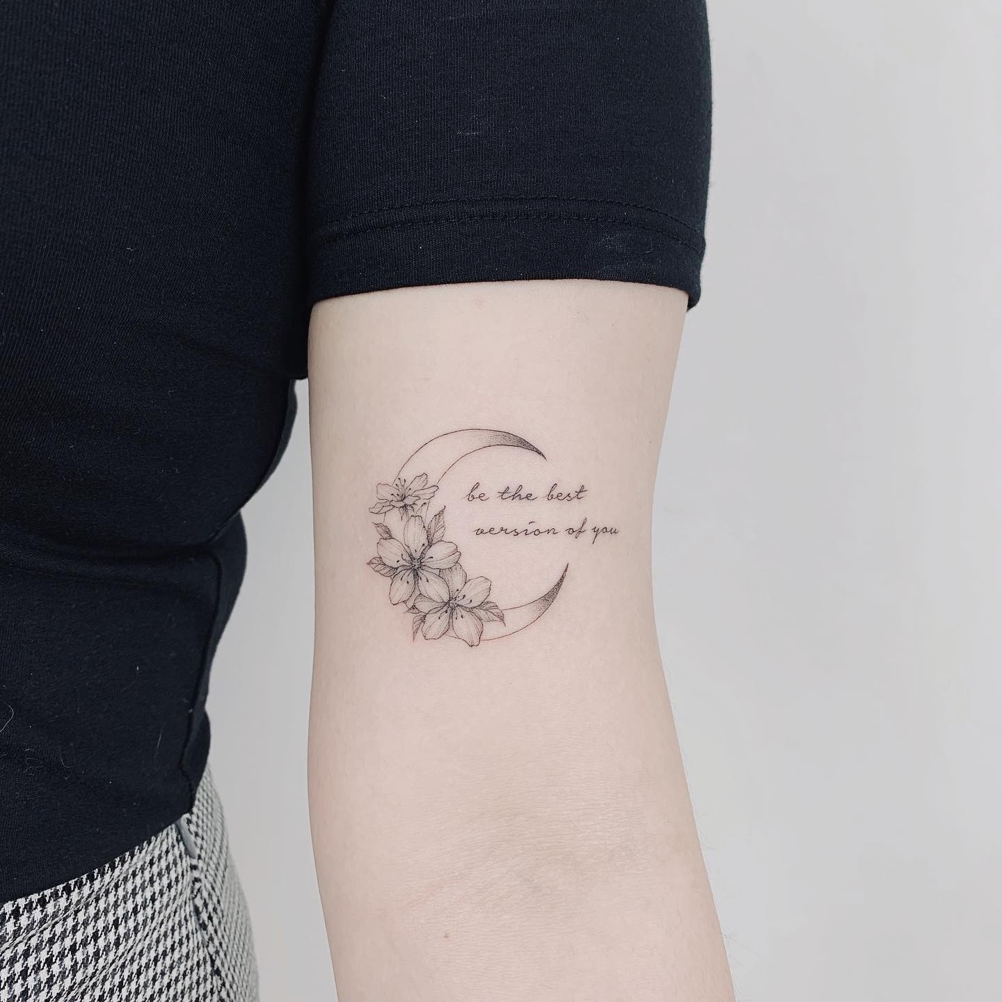 Quote With Crescent Moon Tattoo