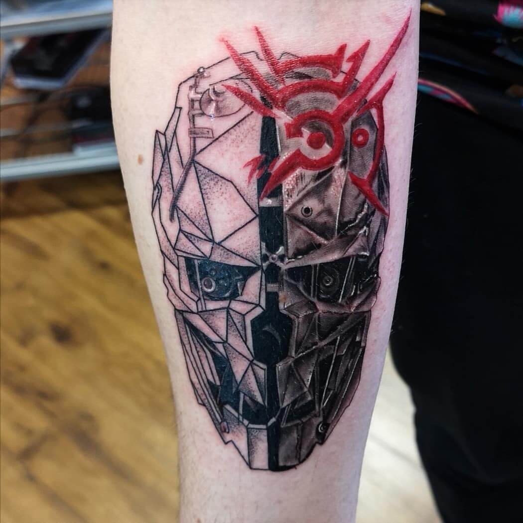 Dishonored 2 First Tattoos To Get Skull And Outsider’s Mark In Red Ink Tattoo Designs