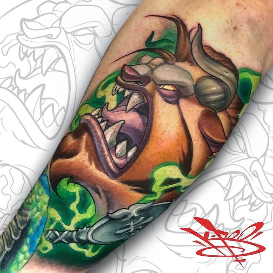 Stunning Yet Scary Bright Green Beauty And The Beast Tattoo Ideas For Men