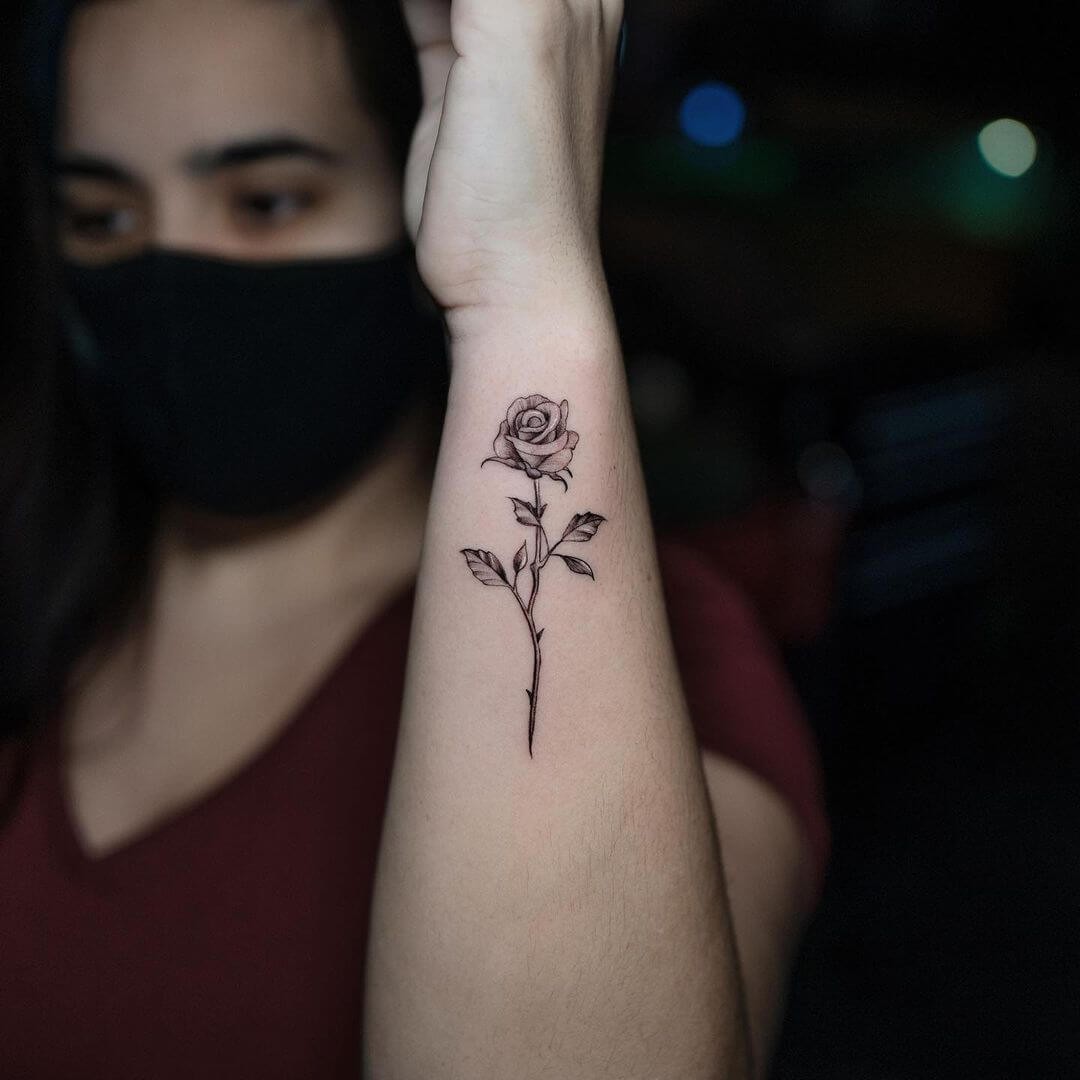 Small Black Rose Tattoo Style