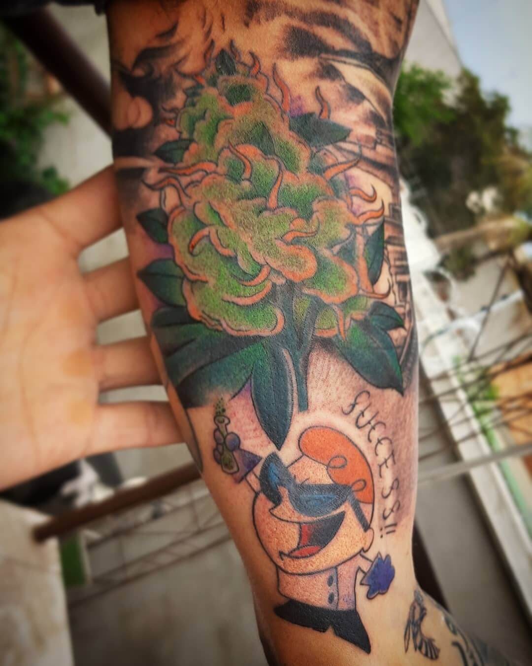 Colorful Forearm Weed Tattoo