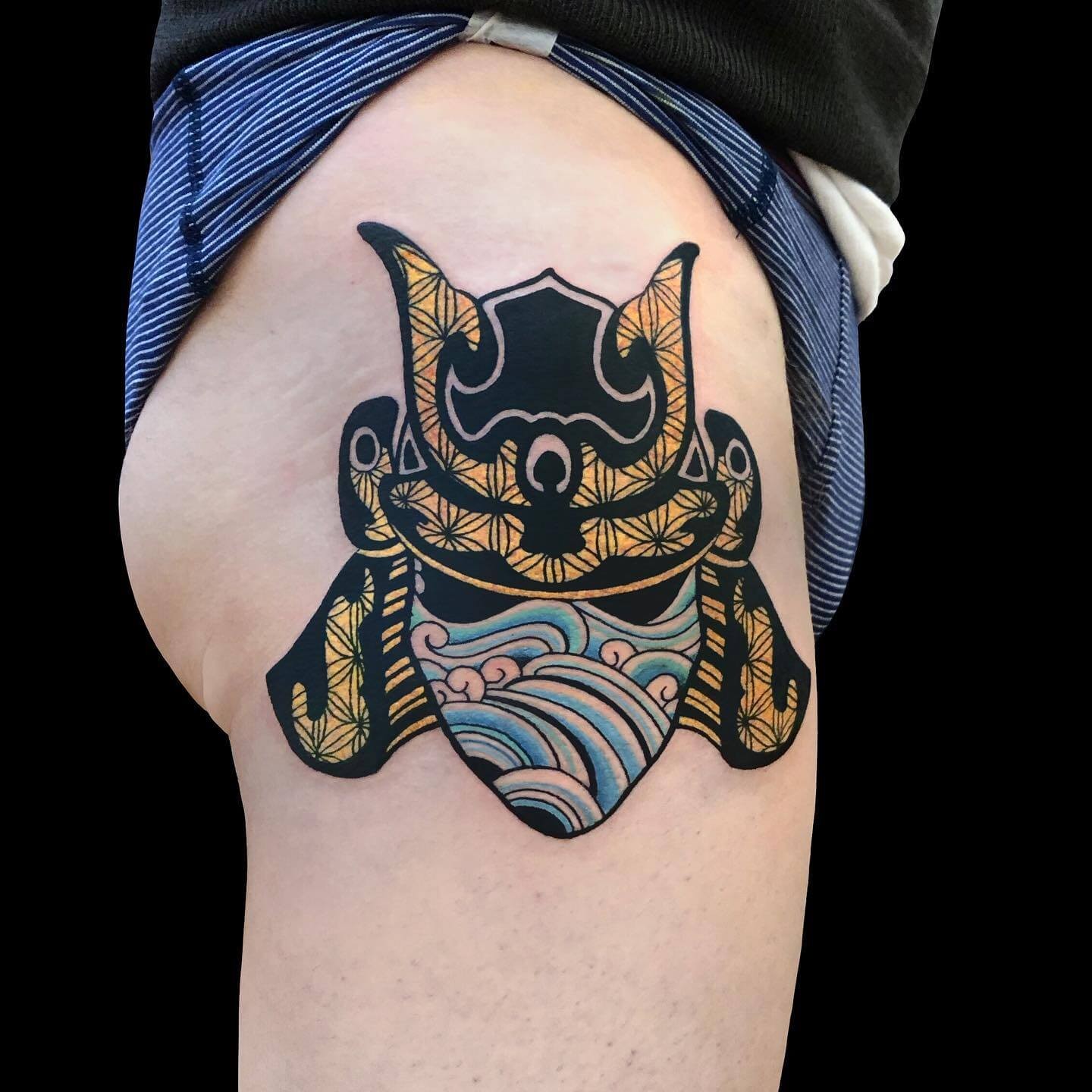 Samurai Mask Tattoo With A Surreal Spin-Off